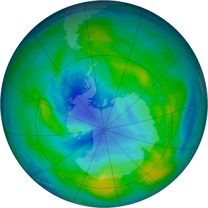 Antarctic ozone map for 13 April 1983